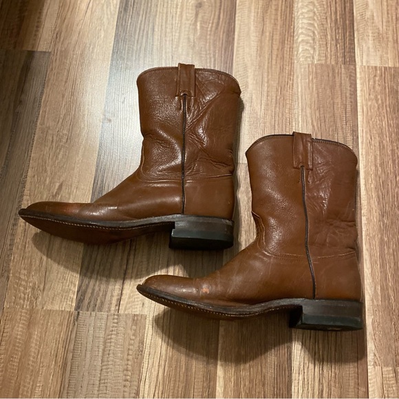 Bona Allen Boots Vintage Round Toe Cowboy Brown Leather Women Size 8 - Picture 2 of 9